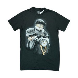 NWT THUG LIFE 3 BAD CATS MENS DOM GRAPHIC PRINT T-Shirt Black‎ Small (34-36)